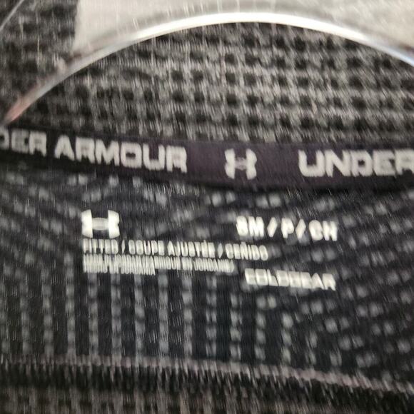 Under Armour 1/4 Zip Pullover Fitted Coldgear Mens Size Small Gray Black - Picture 3 of 6